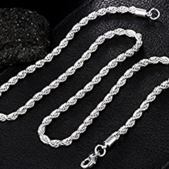 925 Sterling Silver Rope Necklace NWT - Picture 4 of 5
